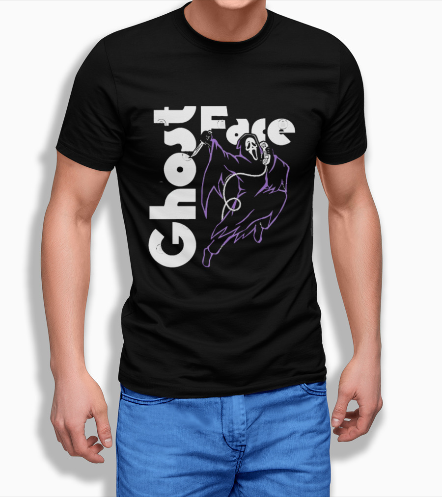 Ghost Face Horror Movie Scream Iconic Mask With Knife T-Shirt