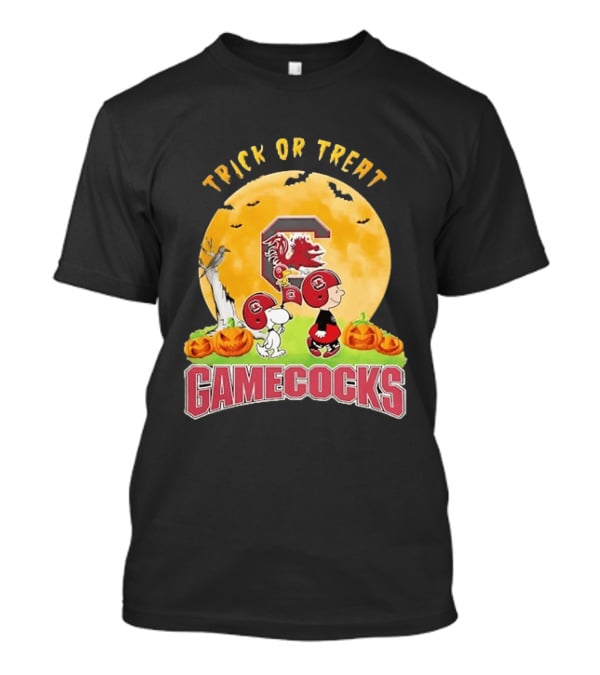 Trick Or Treat South Carolina Gamecocks Snoopy Charlie Brown Woodstock Halloween Moon T-Shirt