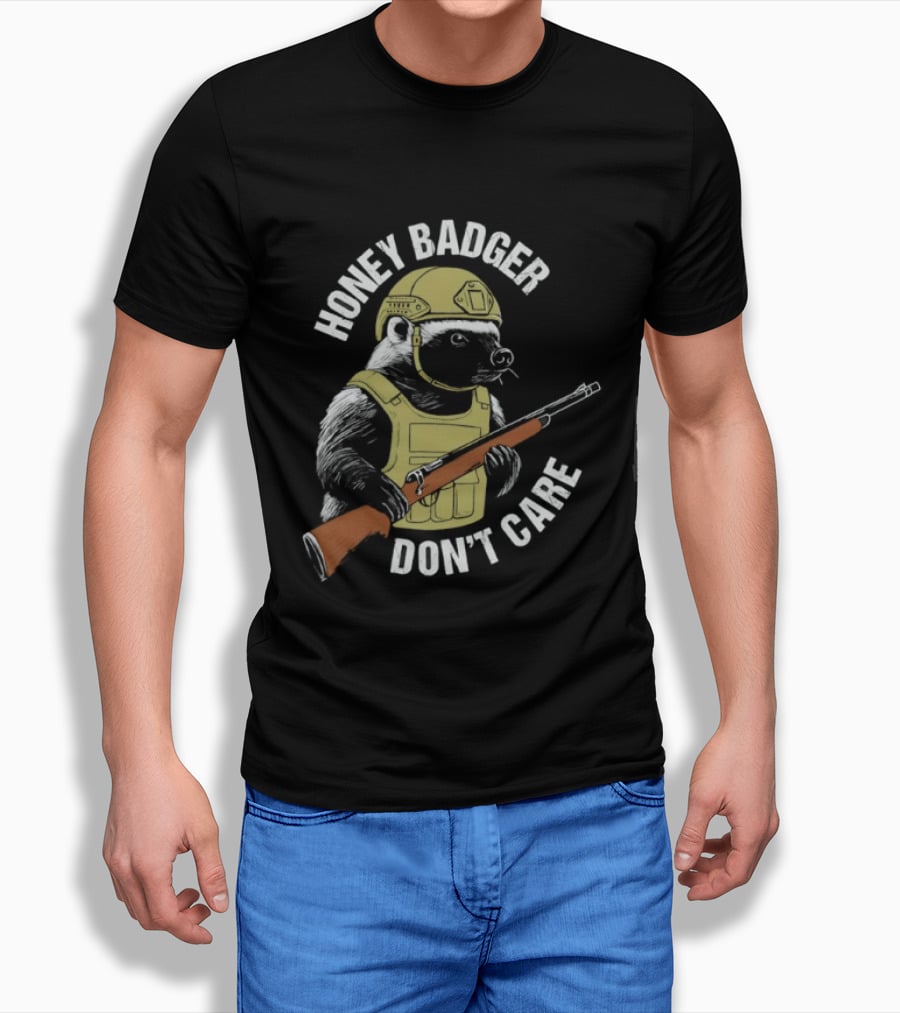 Honey Badger Don't Care Tactical Soldier Helmet Rifle T-Shirt