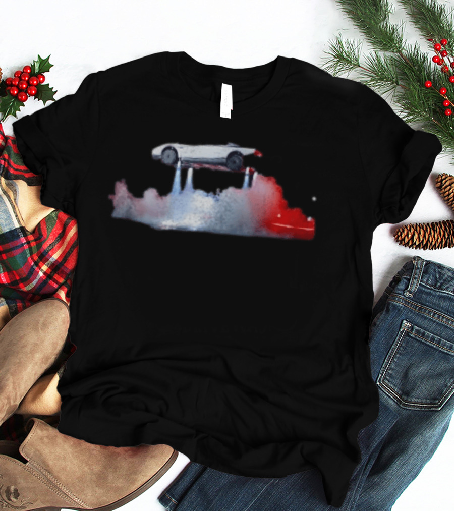 Tesla Roadster Flying Car 2026 Futuristic Innovation Concept With Jet Thrusters T-Shirt