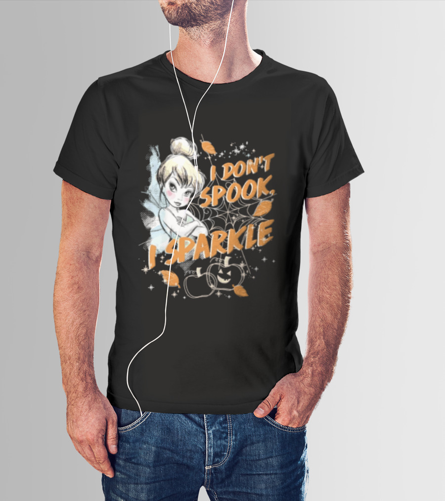 Tinker Bell I Don't Spook I Sparkle Halloween Spider Web Pumpkins T-Shirt