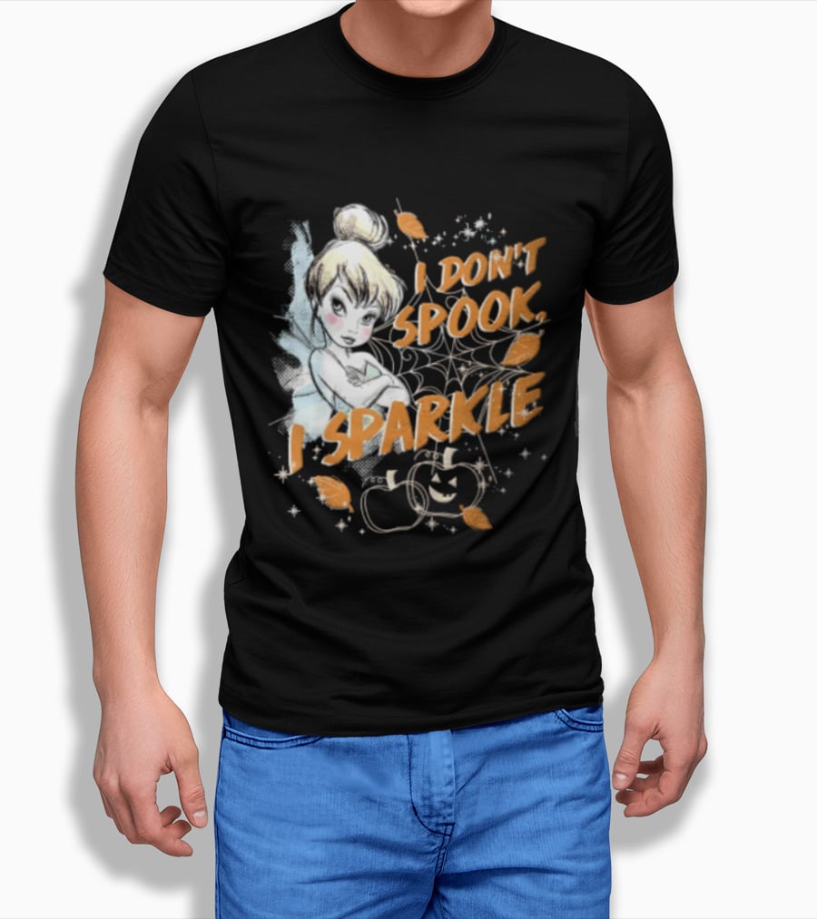 Tinker Bell I Don't Spook I Sparkle Halloween Spider Web Pumpkins T-Shirt