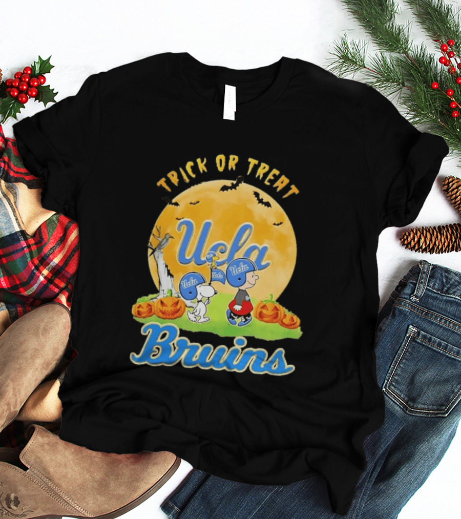 UCLA Bruins Snoopy Charlie Brown Woodstock Trick Or Treat Halloween Moon T-Shirt