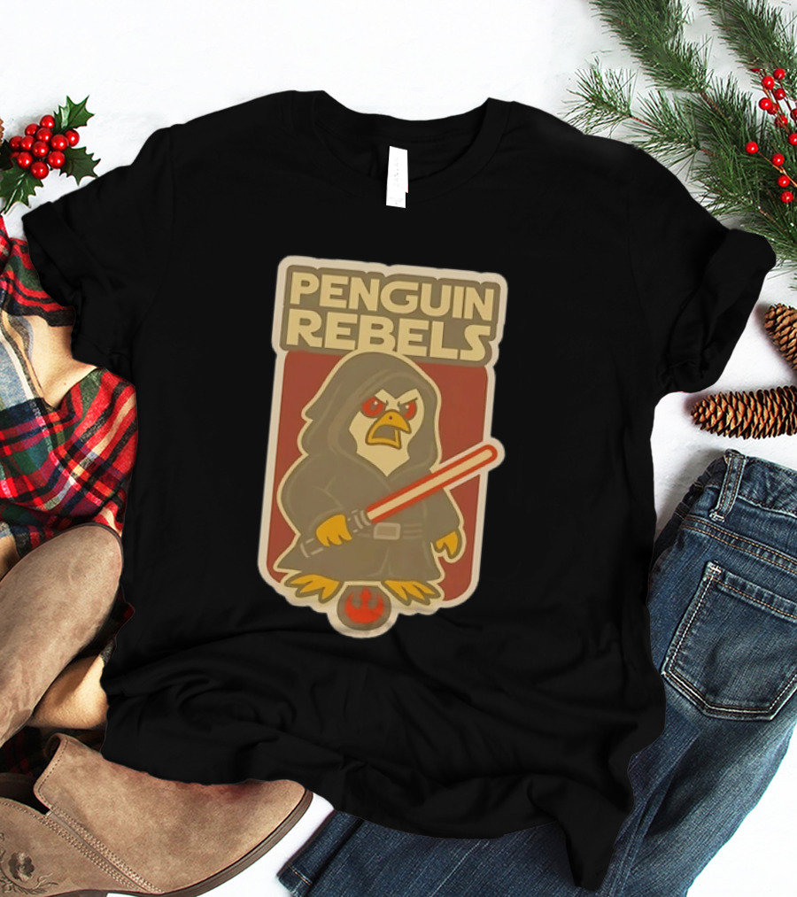 Penguin Rebels Star Wars Lightsaber Hooded Jedi Bird T-Shirt