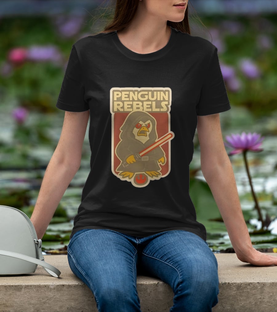 Penguin Rebels Star Wars Lightsaber Hooded Jedi Bird T-Shirt