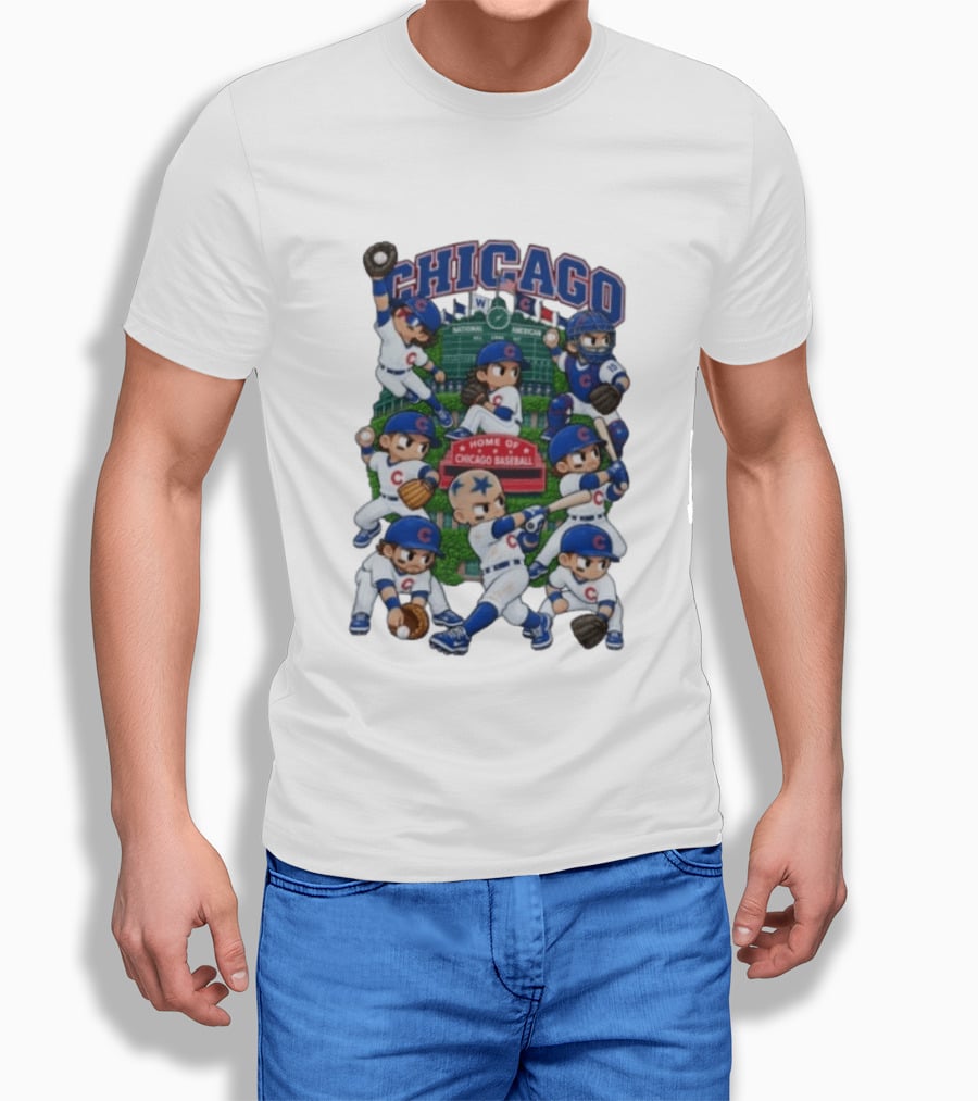 Chicago Cubs Animated Players Wrigley Field Home Baseball 2026 27 T-Shirt