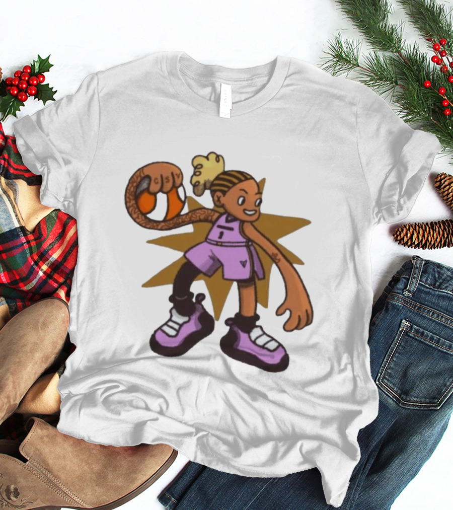 Gabby Golden State Valkyries No 1 CSV Cartoon Character With Basketball T-Shirt