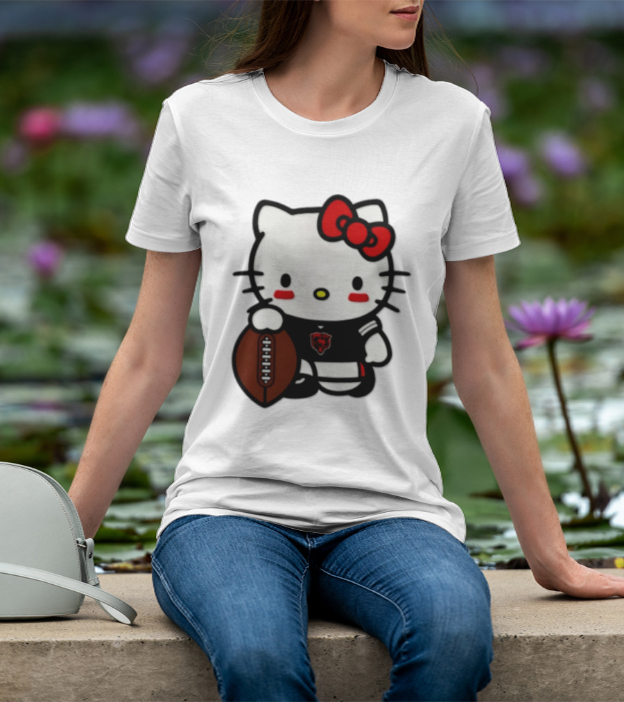 Hello Kitty Chicago Bears Football Cartoon T-Shirt