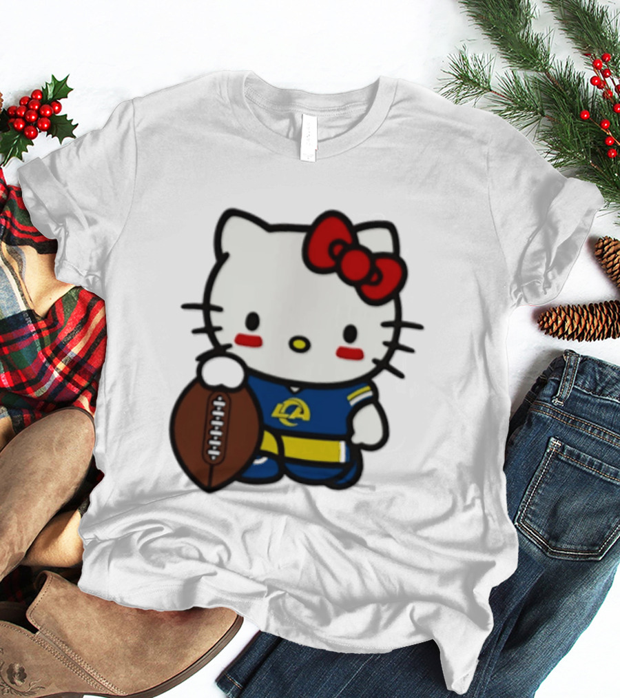 Hello Kitty Los Angeles Rams Football Fan Cartoon T-Shirt