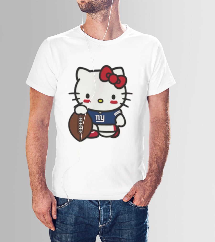Hello Kitty New York Giants Football Cartoon Player T-Shirt