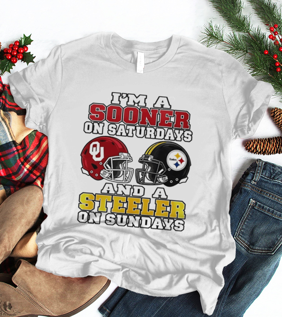 I'm A Sooner On Saturdays And A Steeler On Sundays 2 Helmet 2026 T-Shirt