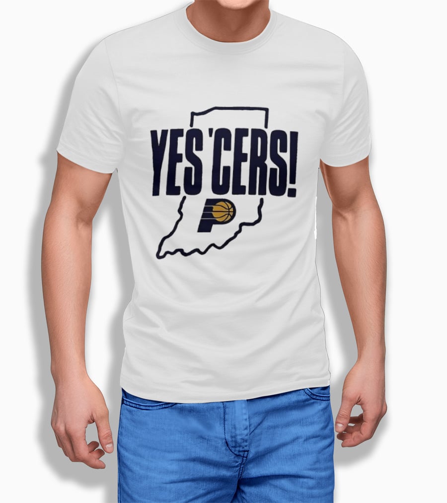 Indiana Pacers Yes'Cers Basketball Graphic With State T-Shirt