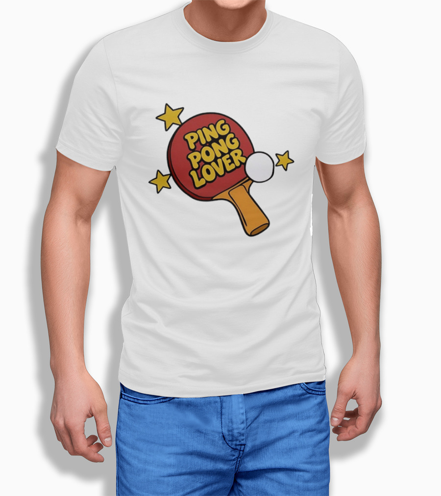 Ping Pong Lover Table Tennis Paddle Racket Stars T-Shirt