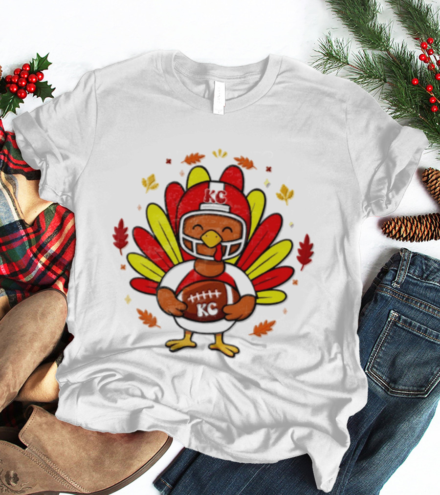 Turkey Football Touchdowns Kansas City Chiefs Thanksgiving T-Shirt
