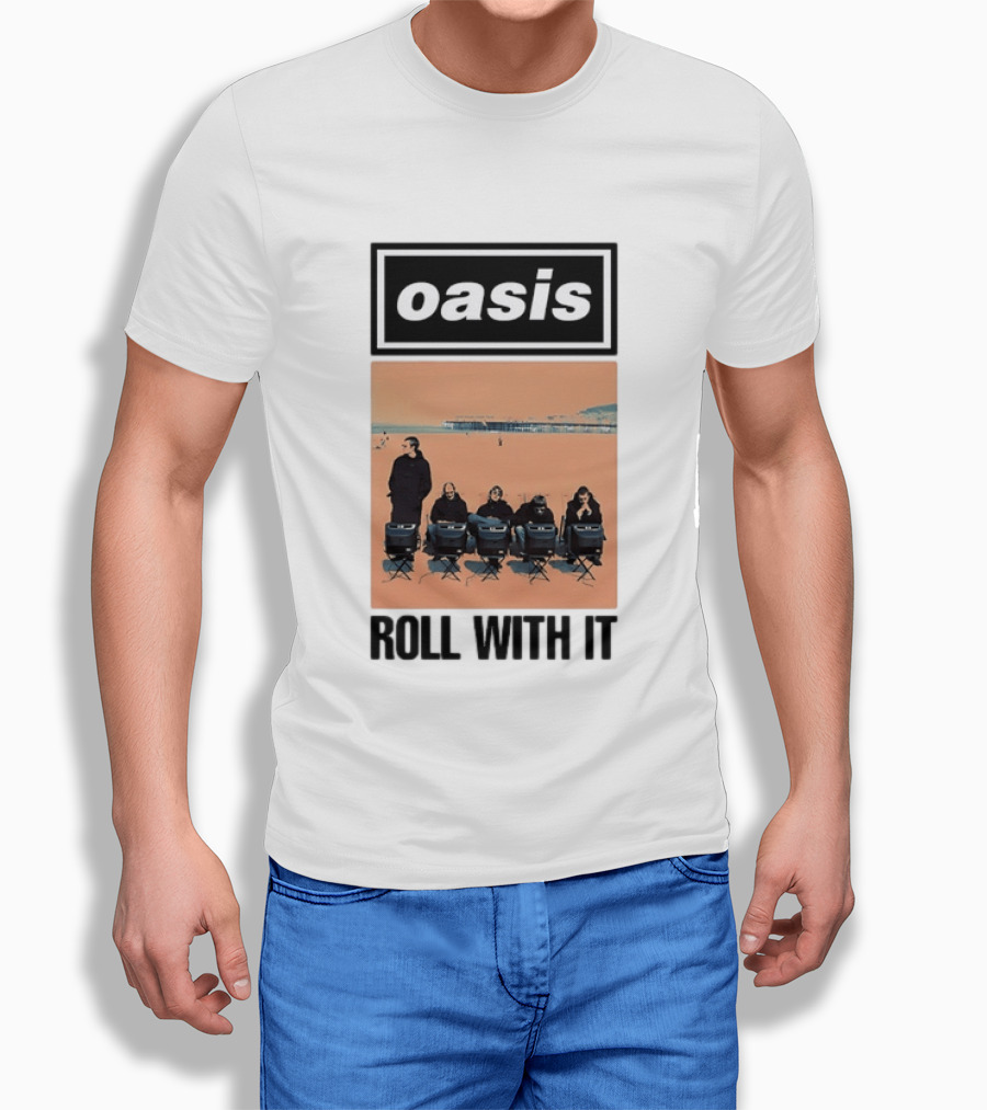 Oasis Roll With It Britpop Band Liam Gallagher T-Shirt