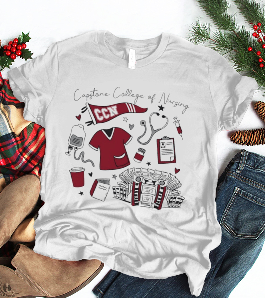 Capstone College Of Nursing CCN Medical Student Essentials Stethoscope Scrubs Stadium T-Shirt
