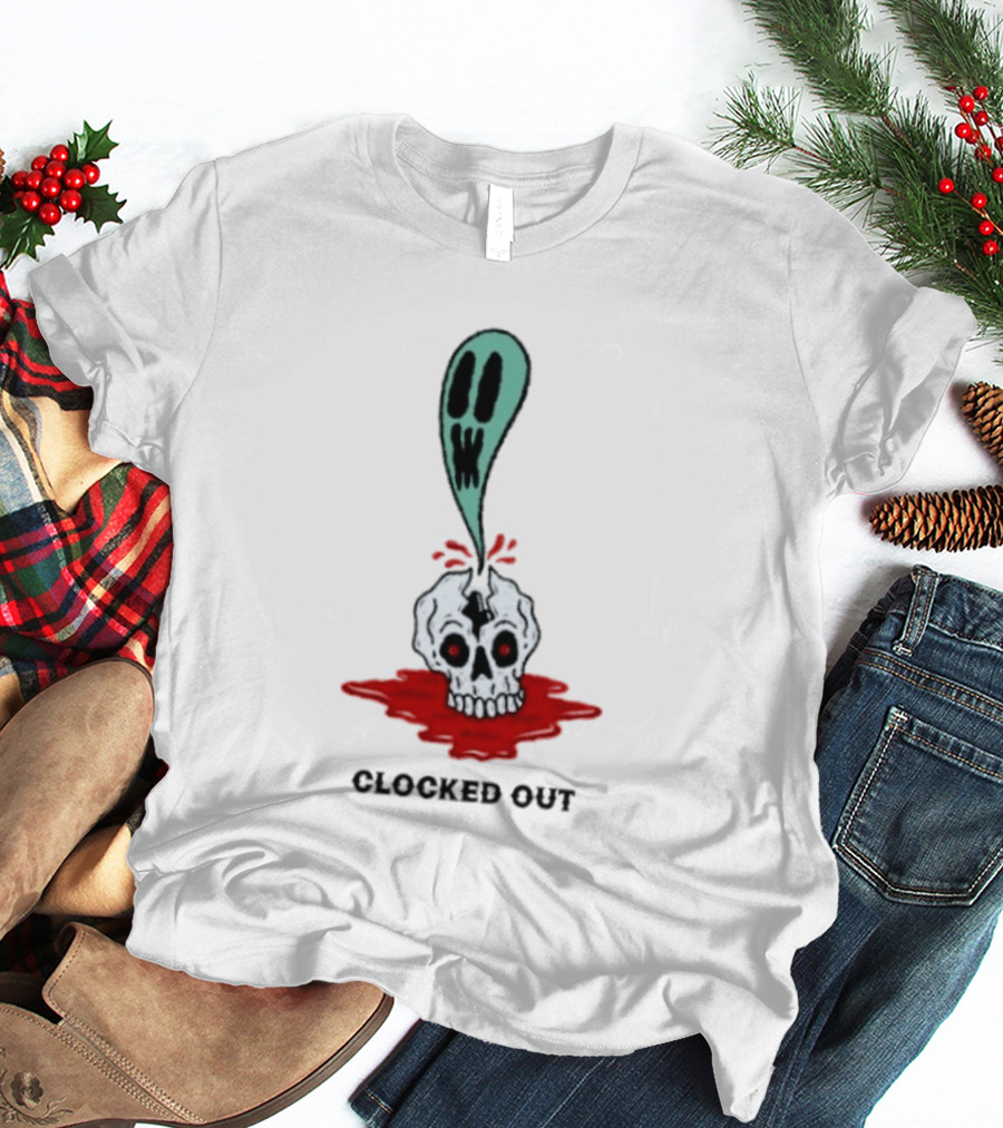 Ed Out Ghost Skull Death Spooky Work T-Shirt