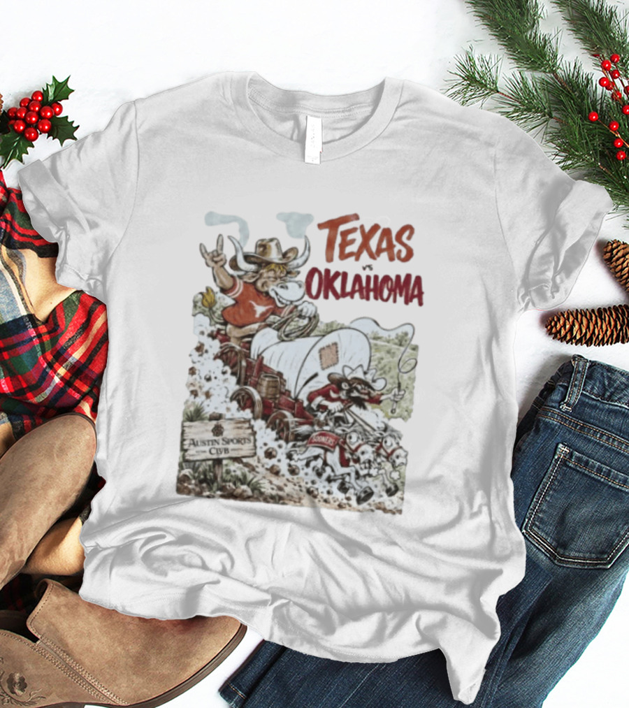 Texas Vs Oklahoma 1967 Longhorns Sooners Austin Sports Club Program T-Shirt