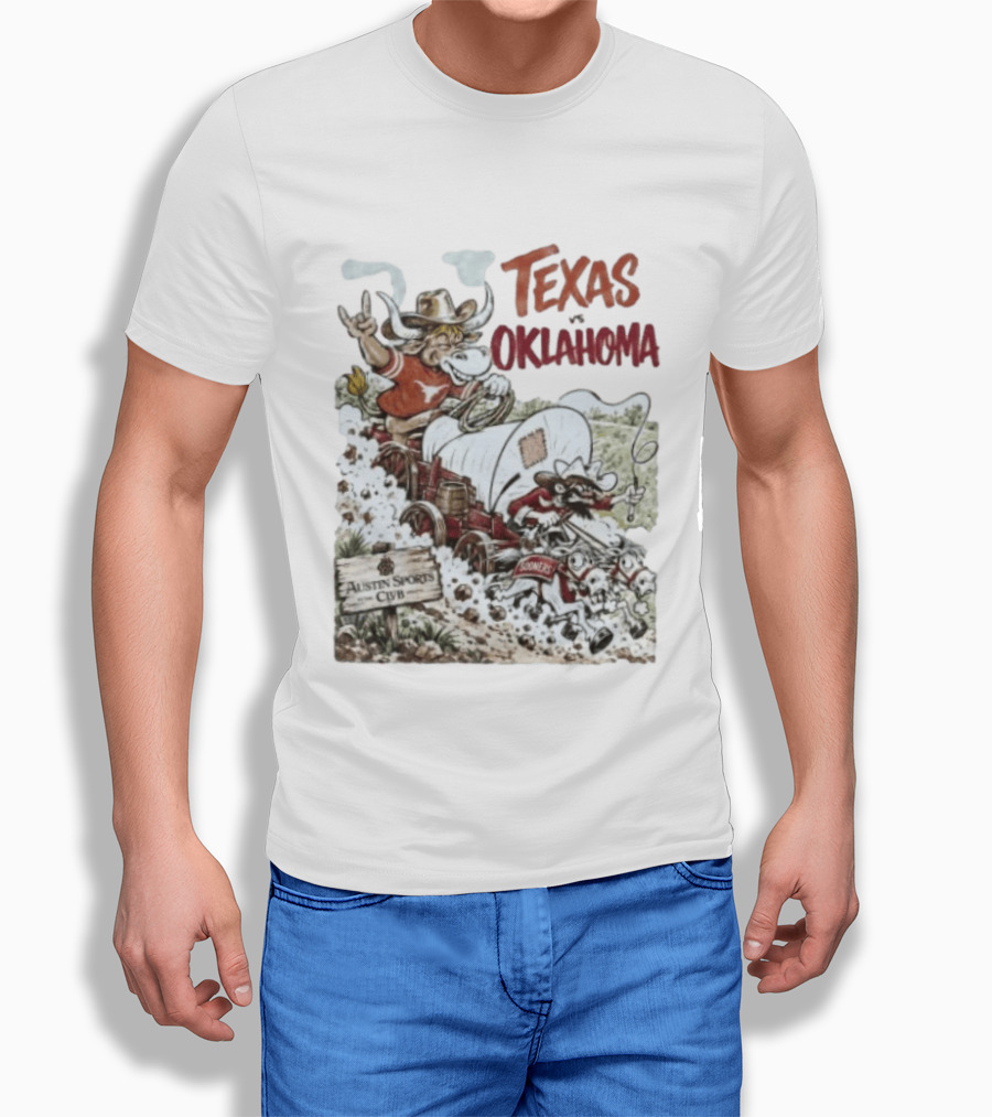 Texas Vs Oklahoma 1967 Longhorns Sooners Austin Sports Club Program T-Shirt