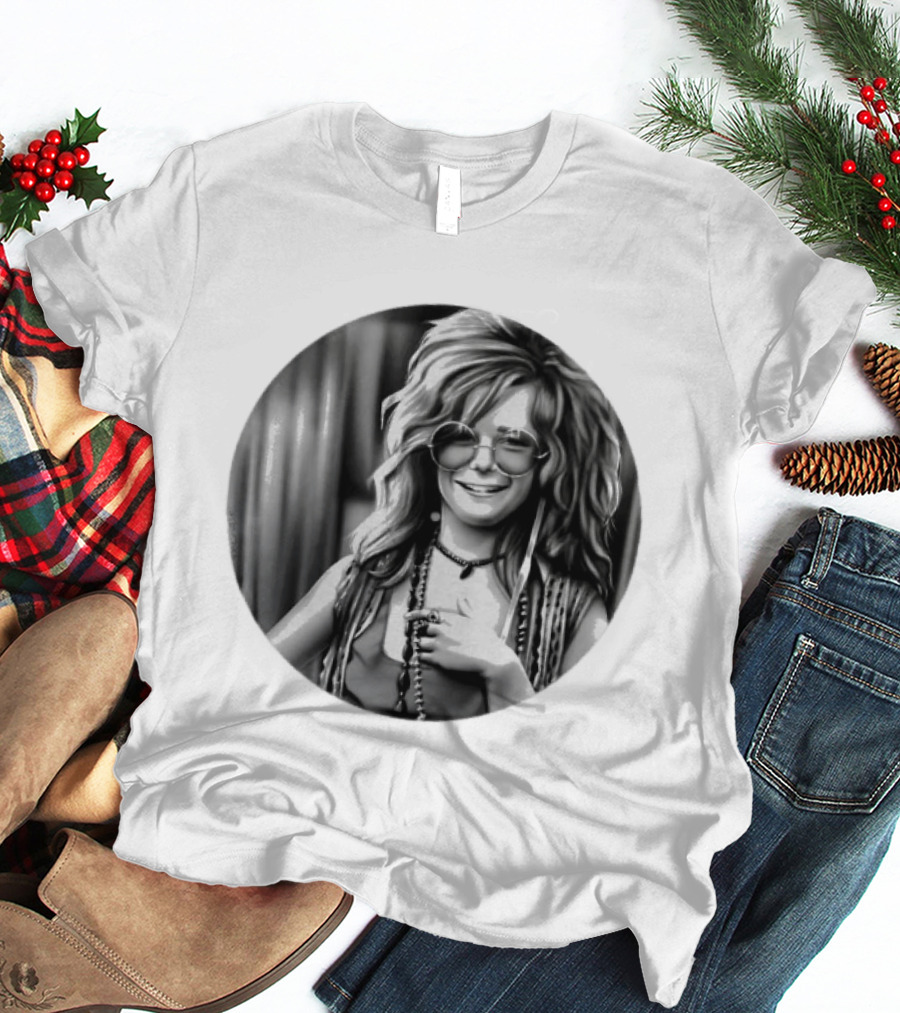 Janis Joplin Music Legend Iconic Black And White T-Shirt