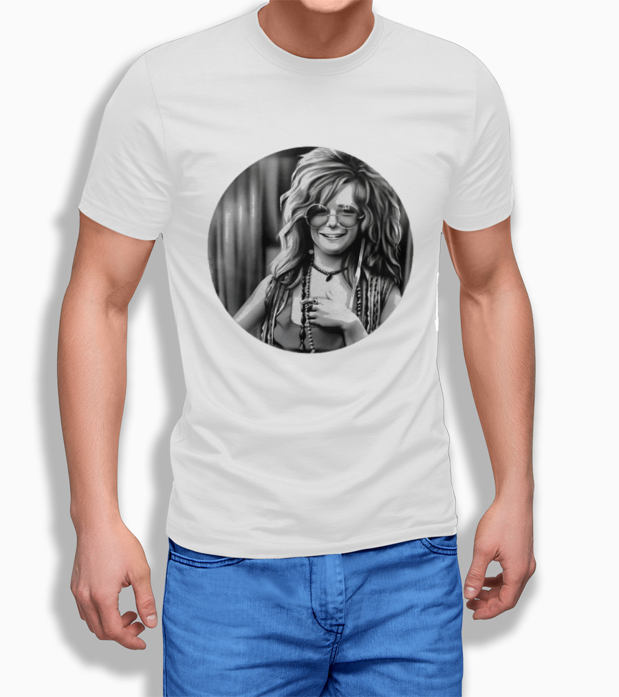 Janis Joplin Music Legend Iconic Black And White T-Shirt