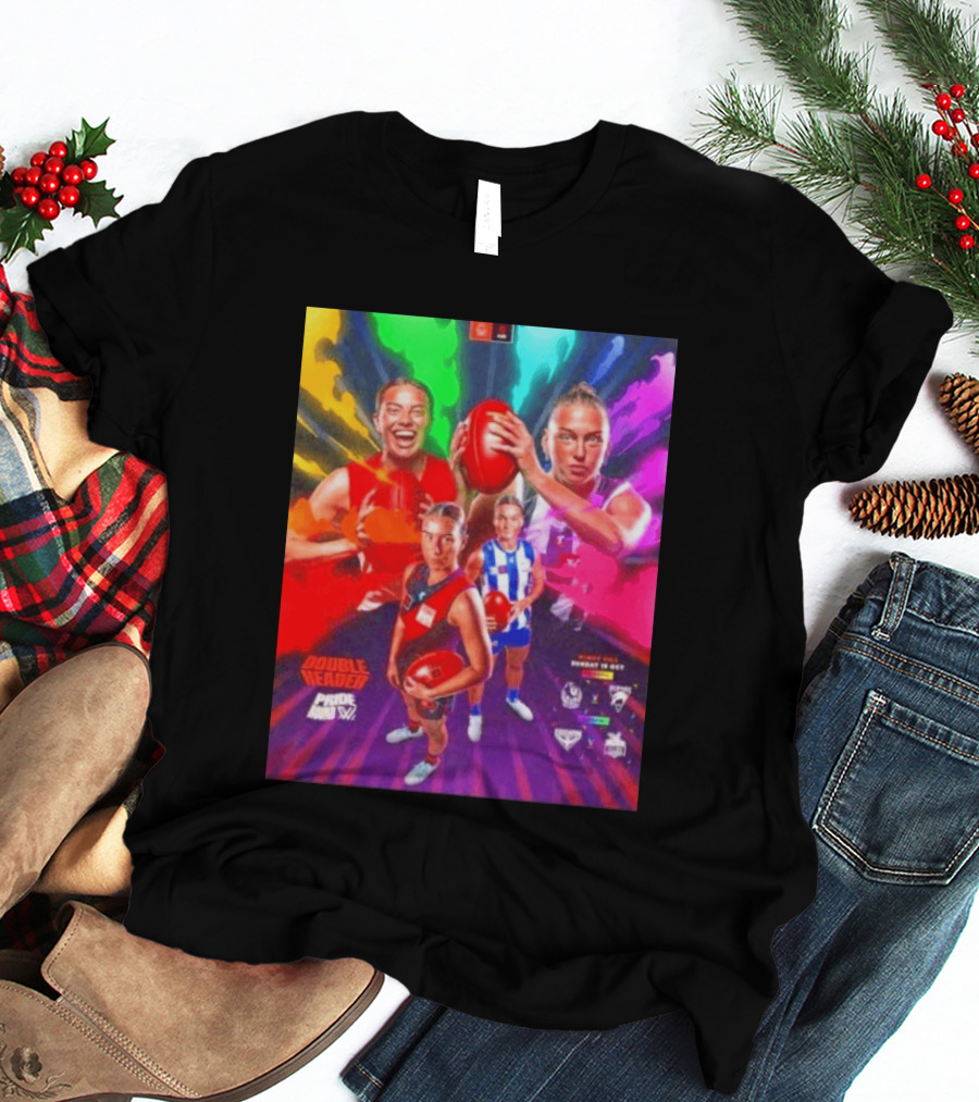 Double Header AFLW Pride Round Sydney Essendon North Windy Hill T-Shirt