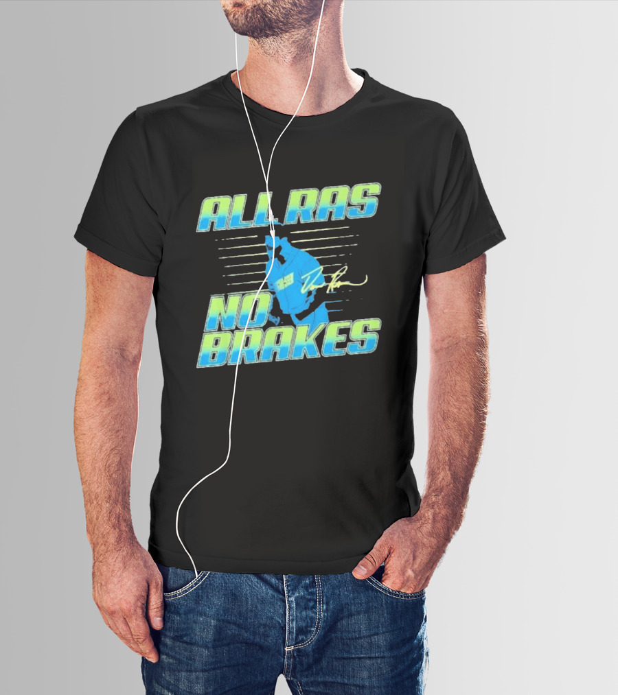 ALL RAS NO BRAKES Baseball Player Blue Neon Stripes Signature T-Shirt
