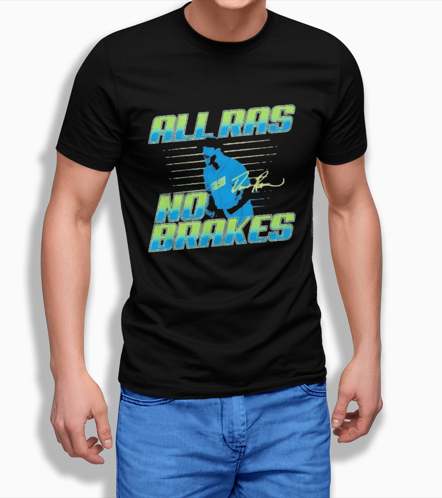 ALL RAS NO BRAKES Baseball Player Blue Neon Stripes Signature T-Shirt