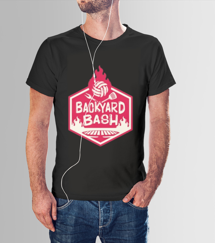 Backyard Bash Grill Barbecue Volleyball Flames Fork Spatula T-Shirt