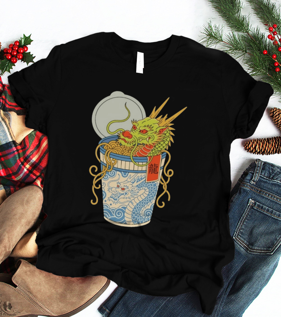 Dragon Ramen Cup With Traditional Japanese Kanji T-Shirt
