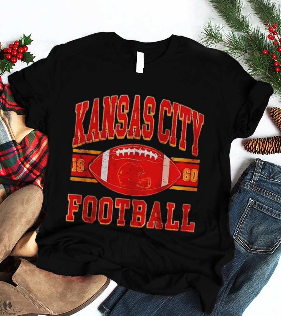 Kansas City Chiefs 1960 Distressed Football T-Shirt