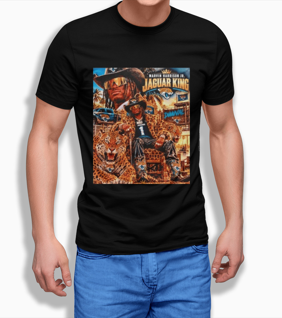 Marvin Harrison Jr Jaguar King Jacksonville Jaguars No 1 Jaguar Football Champion T-Shirt