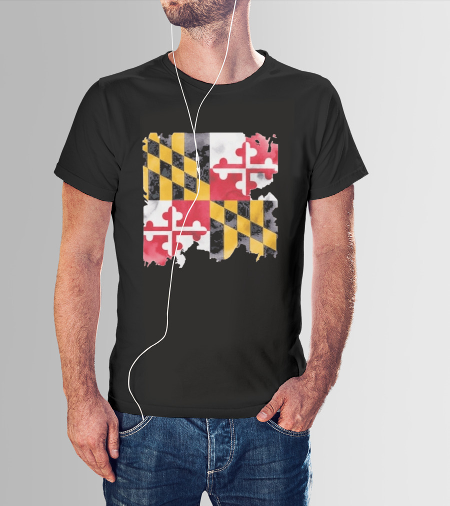 Maryland Distressed Flag Casual Summer Look T-Shirt
