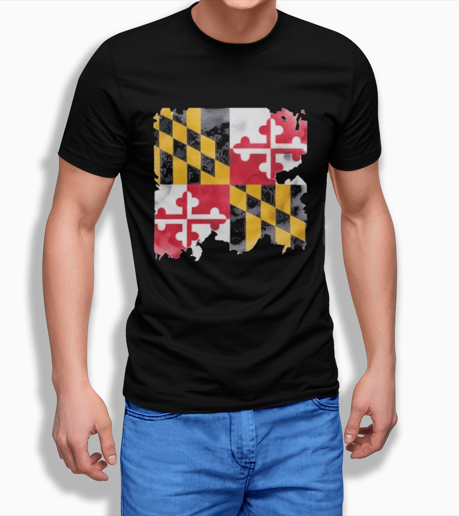 Maryland Distressed Flag Casual Summer Look T-Shirt