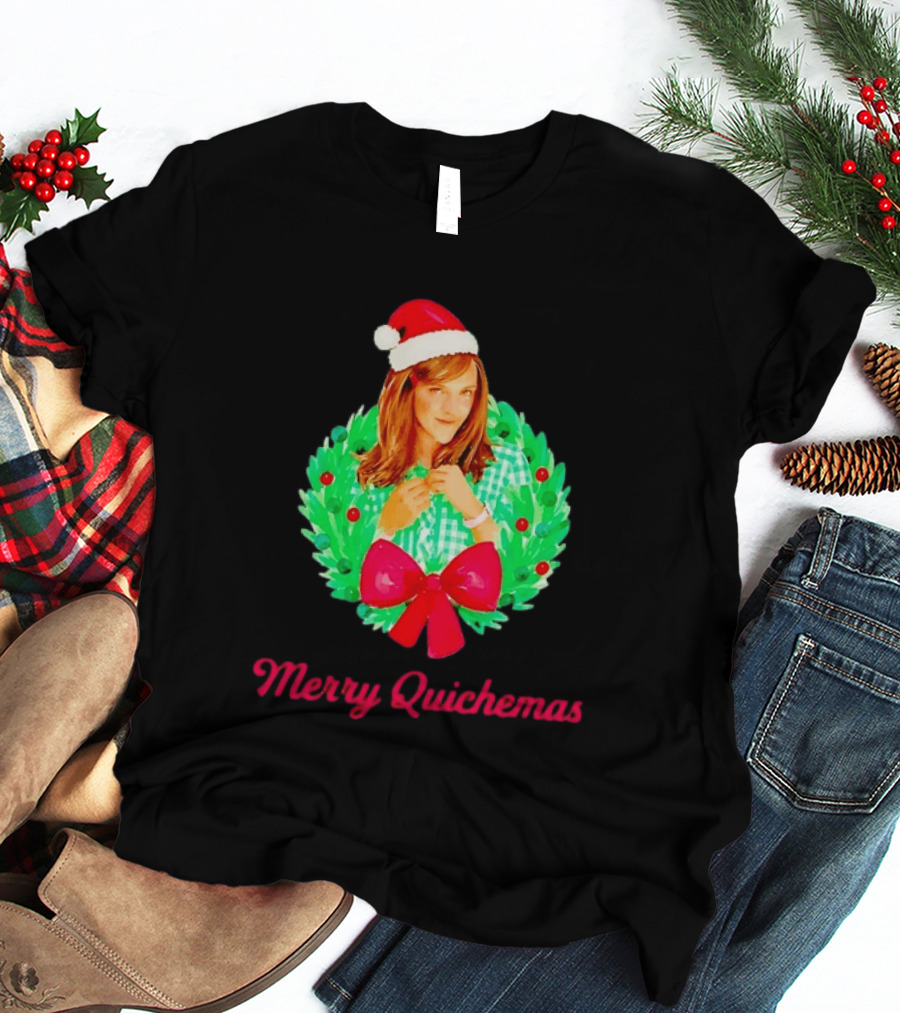 Merry Quichemas Santa Hat Wreath Gilmore Girls Christmas T-Shirt