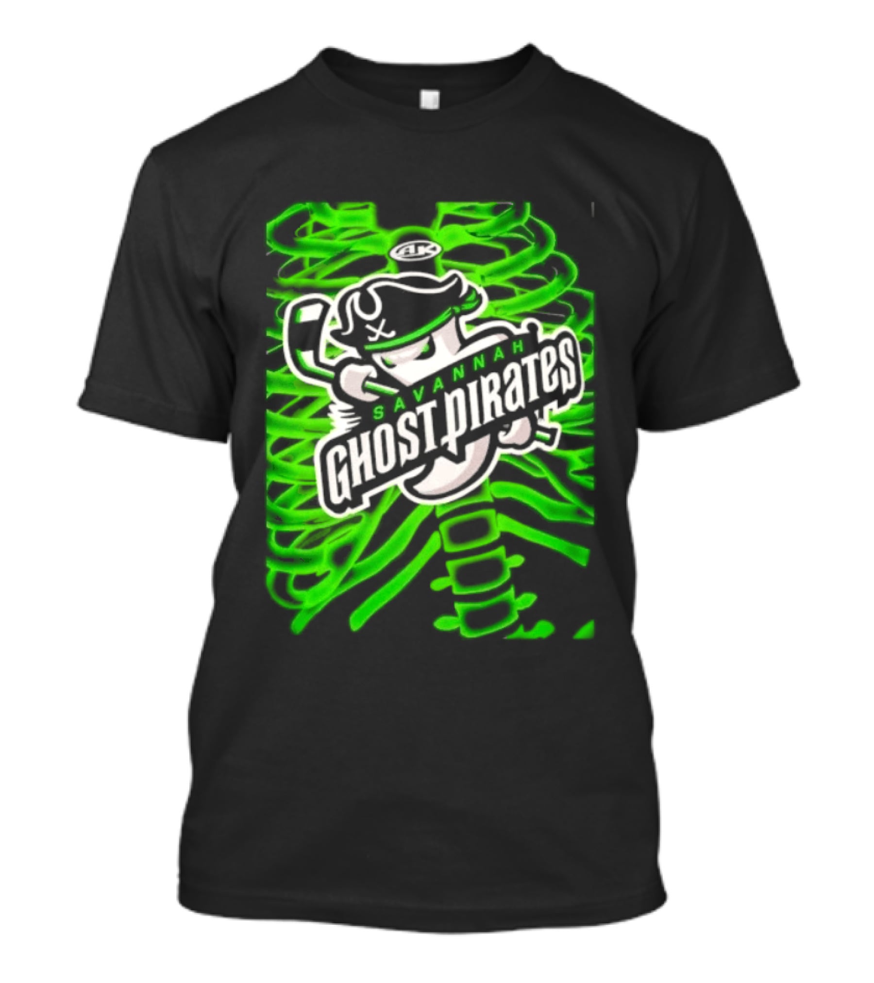 Savannah Ghost Pirates ECHL Hockey Team Graphics Neon Green T-Shirt