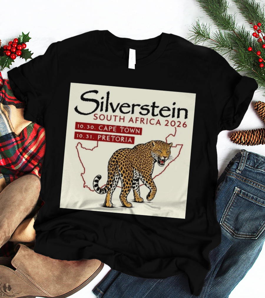 Silverstein South Africa 2026 Cape Town Pretoria Leopard Map Concert Dates T-Shirt