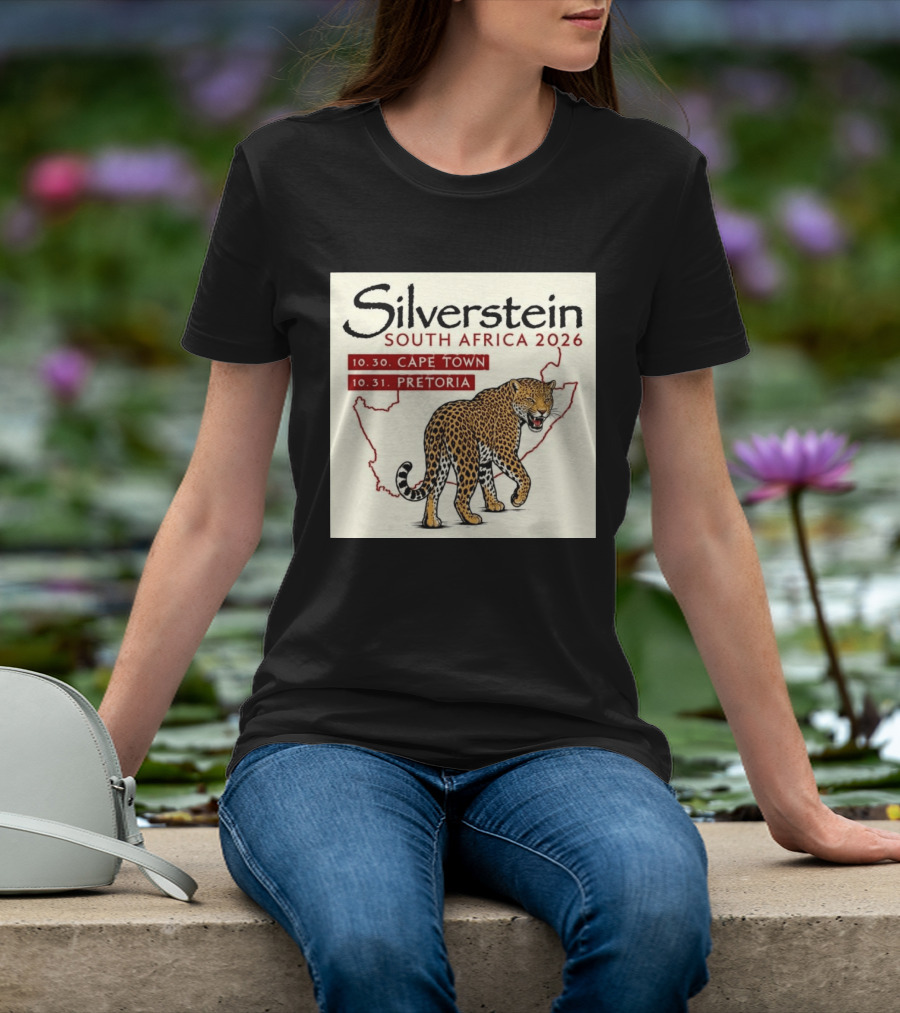 Silverstein South Africa 2026 Cape Town Pretoria Leopard Map Concert Dates T-Shirt