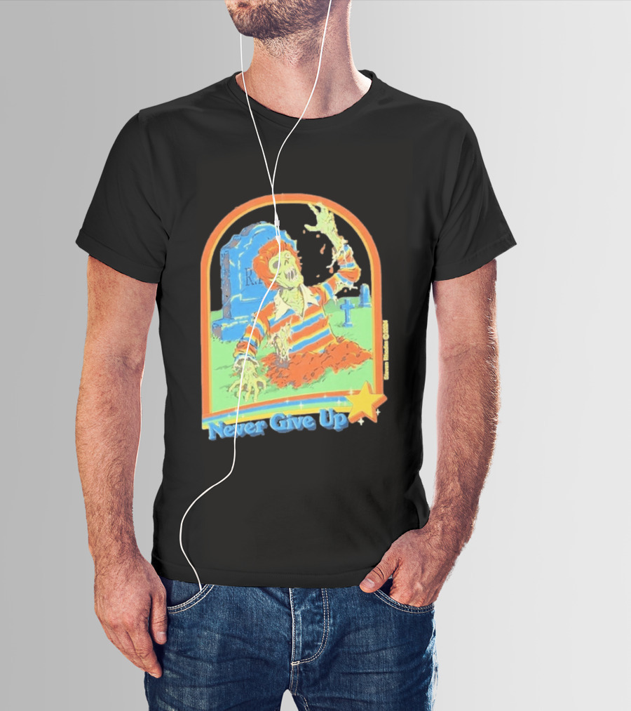 Steven Rhodes Zombie Rising Never Give Up Graveyard Scene 2026 T-Shirt