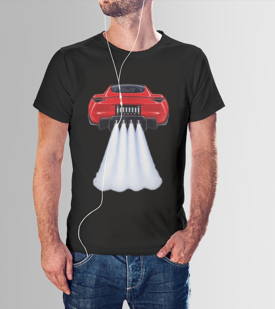 Tesla Roadster SpaceX Flying Car Rocket Thrusters Jet Blast T-Shirt