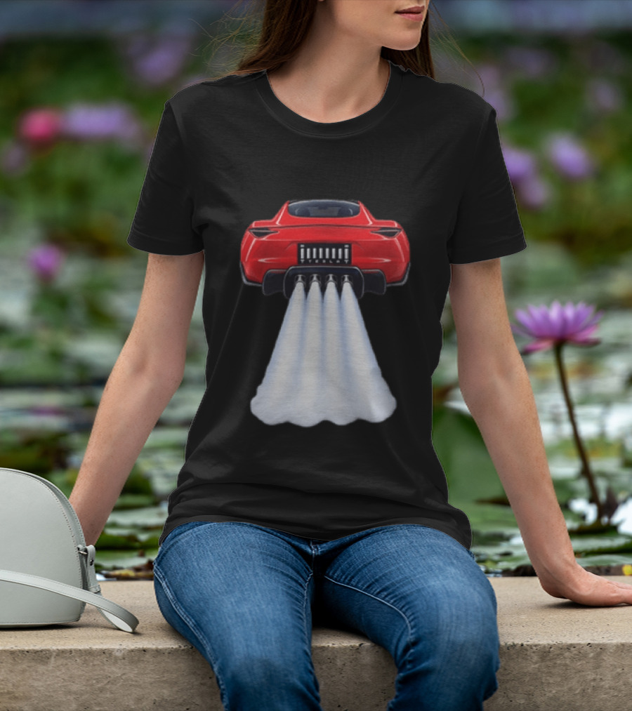 Tesla Roadster SpaceX Flying Car Rocket Thrusters Jet Blast T-Shirt