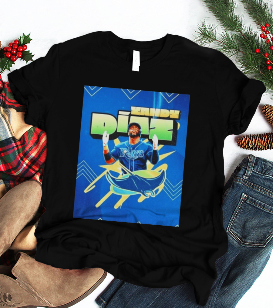 Yandy Diaz Tampa Bay Rays MLB Baseball Player Graphic With Manta Ray T-Shirt