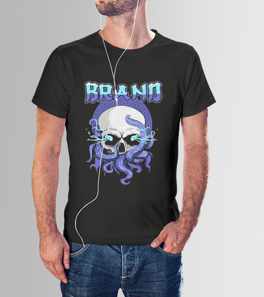 BRAND Skull With Tentacles Gothic Dark Spooky T-Shirt