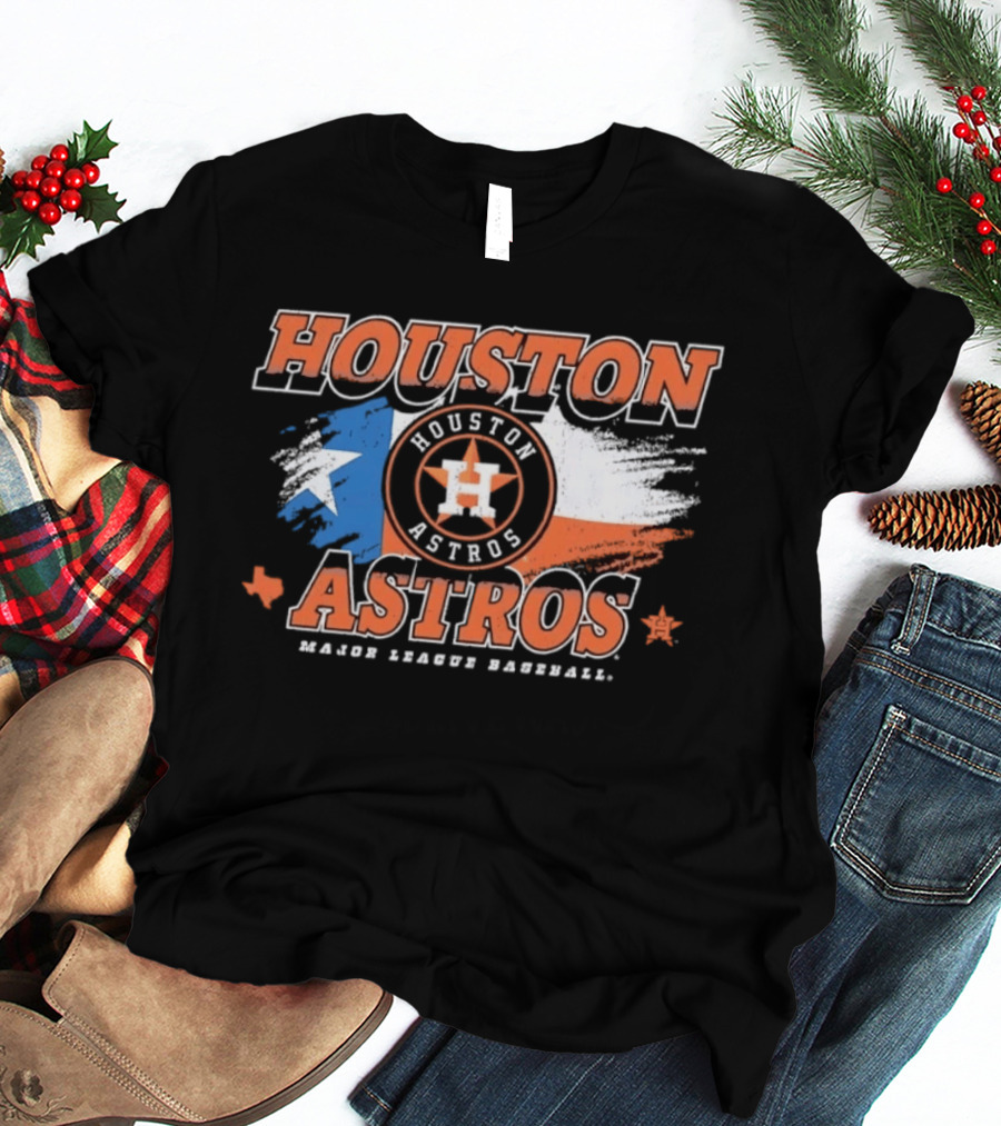 Houston Astros Distressed Major League Baseball Texas Flag T-Shirt