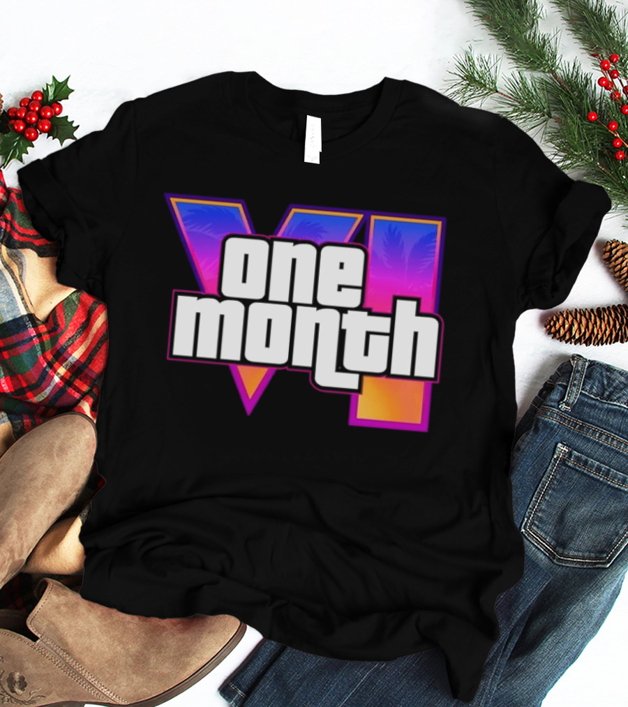 One Month VI Gaming Grand Theft Auto 6 Palms Retro Gradient T-Shirt