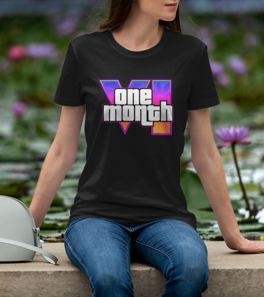 One Month VI Gaming Grand Theft Auto 6 Palms Retro Gradient T-Shirt