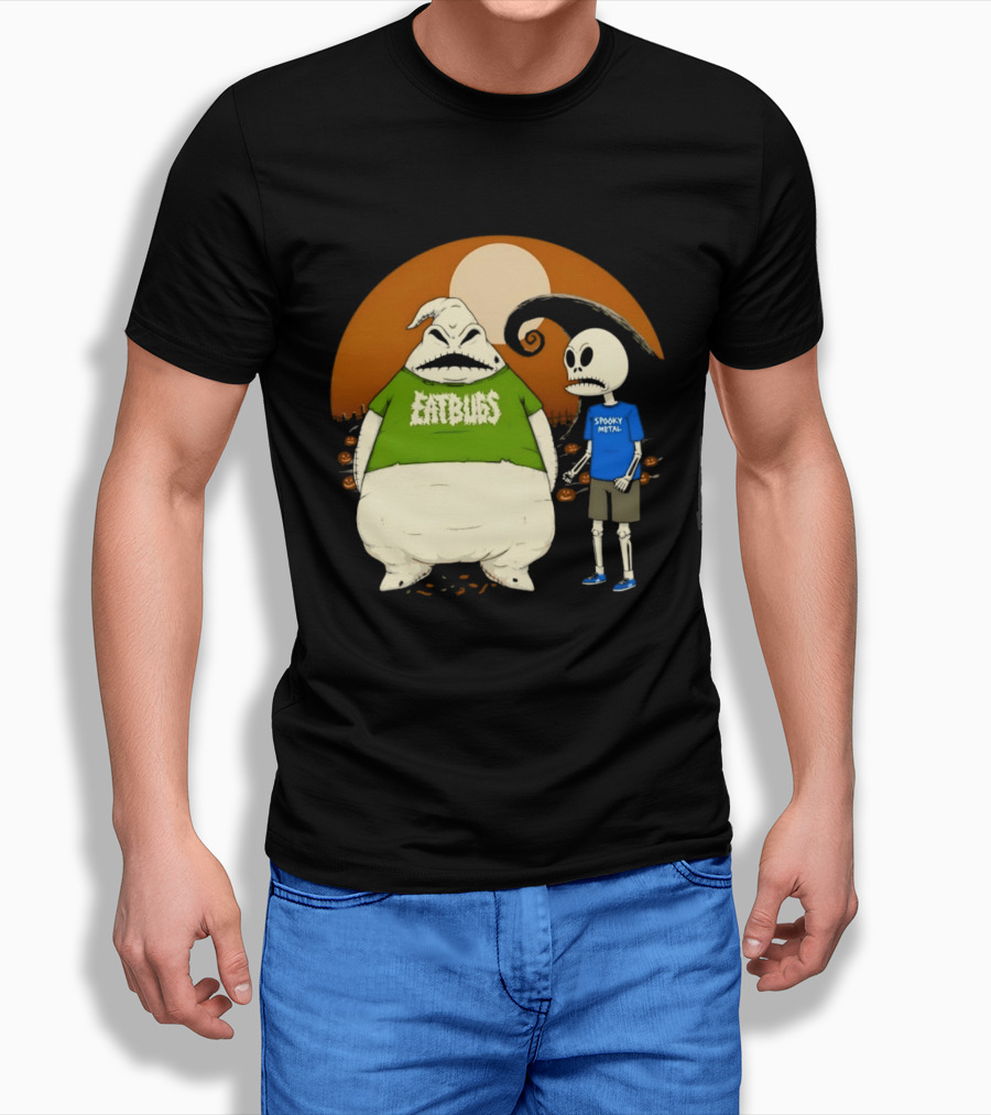 Oogie Boogie Eat Bugs Spooky Metal Skeleton T-Shirt