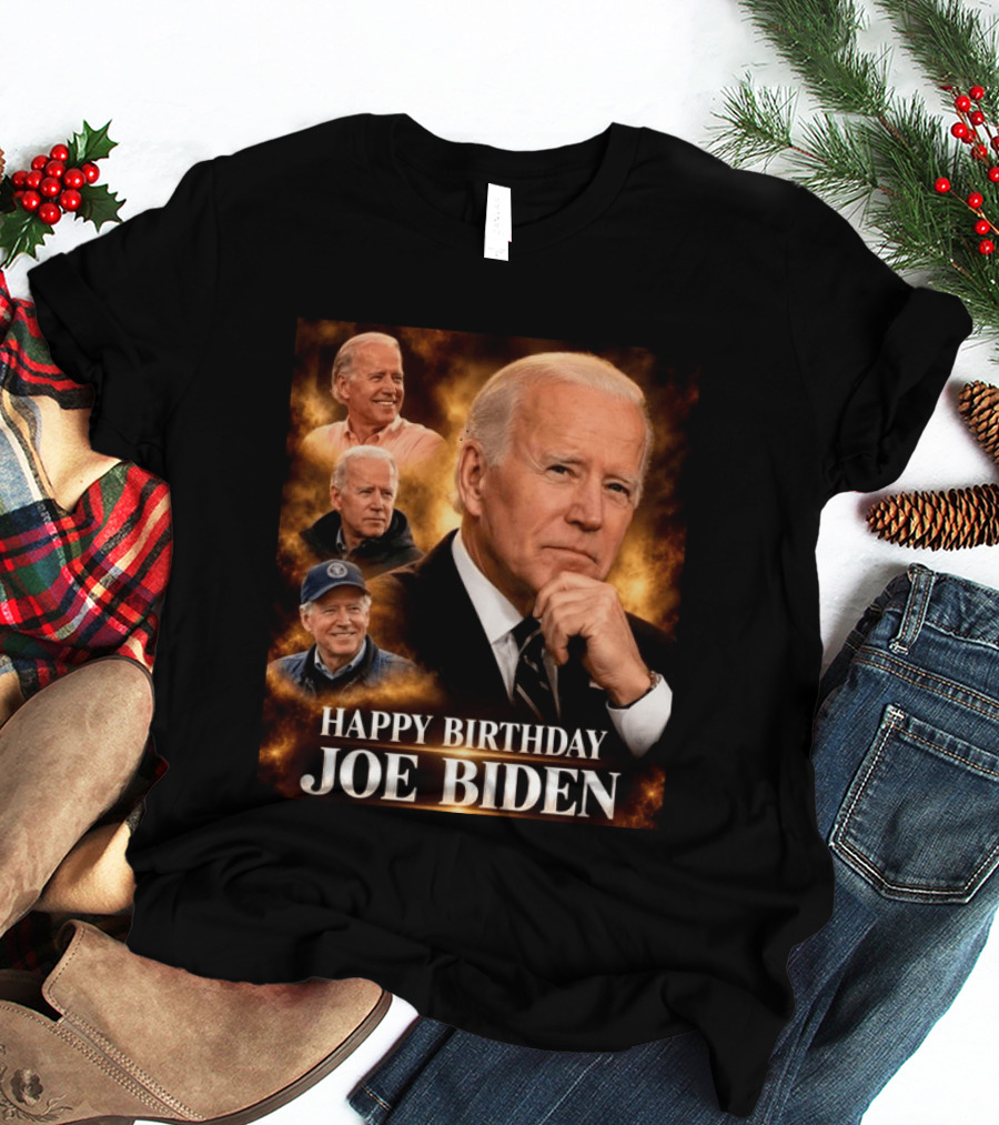 Happy Birthday Joe Biden Celebration With Presidential Portraits T-Shirt