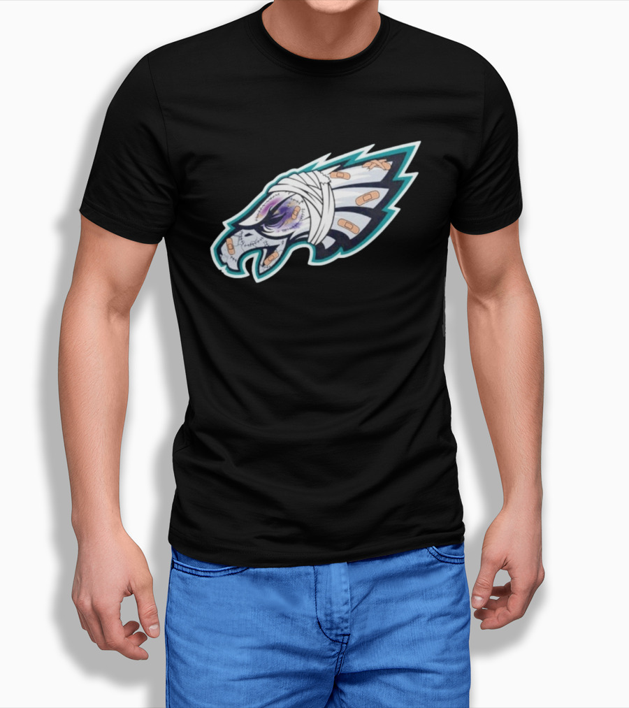 Philadelphia Eagles Injured Bandaged Logo Sports Humor T-Shirt