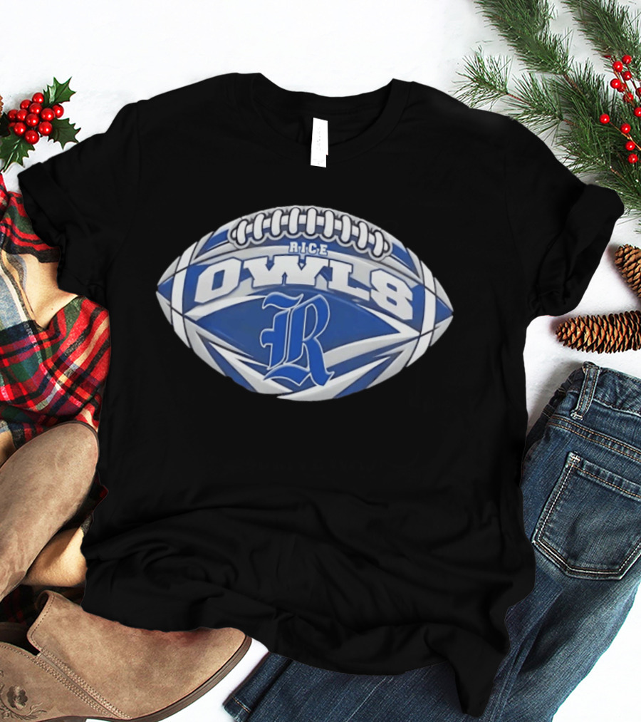 Rice Owls Football NCAA Oval Shape R Logo Football T-Shirt